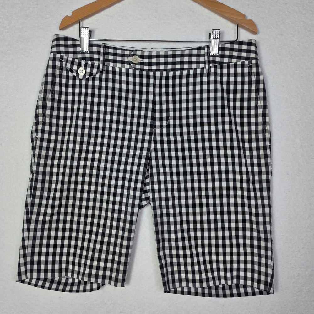 Ralph Lauren Golf Womens Shorts 4 Black White Gingham Plaid Bermuda Shorts